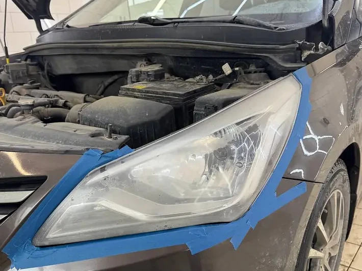 Hyundai Solaris до полировки фар
