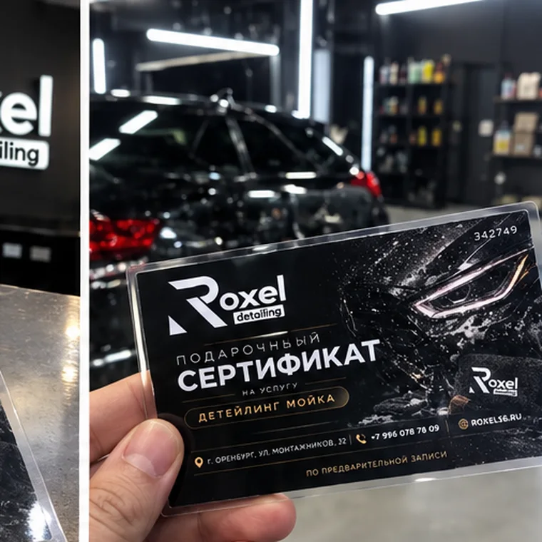 Заламинированный подарочный сертификат Roxel