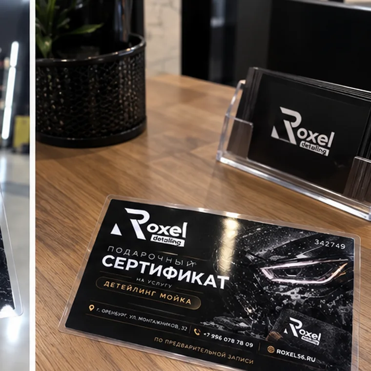 Заламинированный подарочный сертификат Roxel