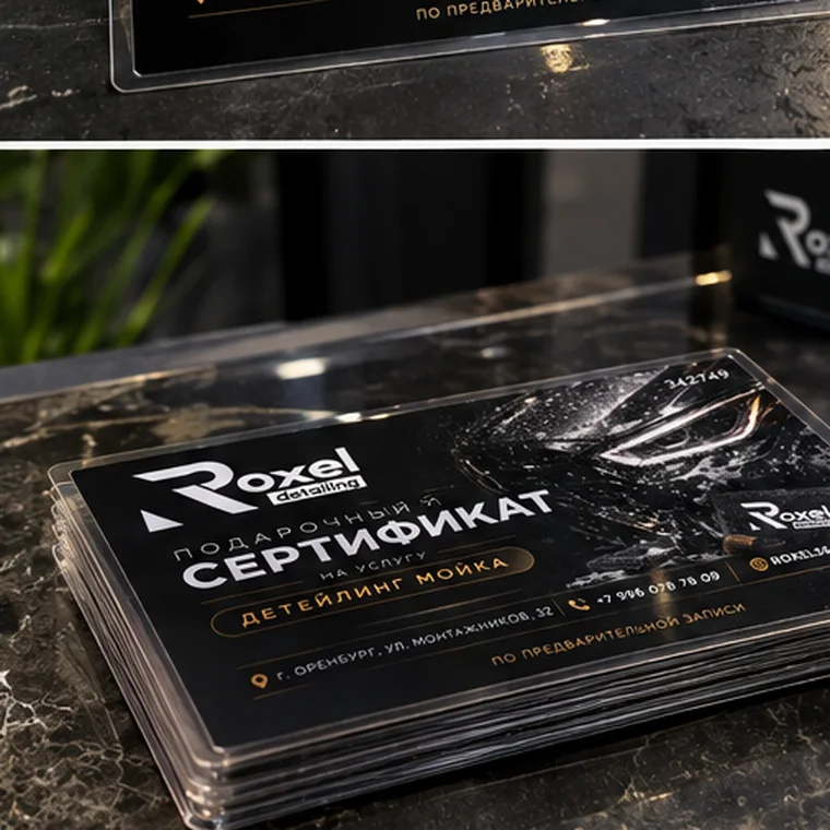 Заламинированный подарочный сертификат Roxel