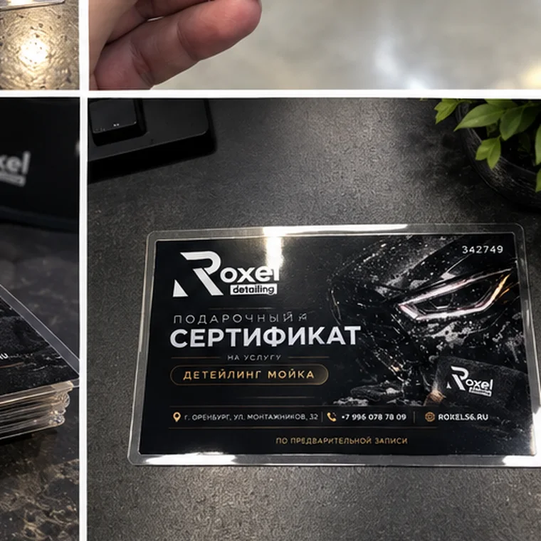 Заламинированный подарочный сертификат Roxel